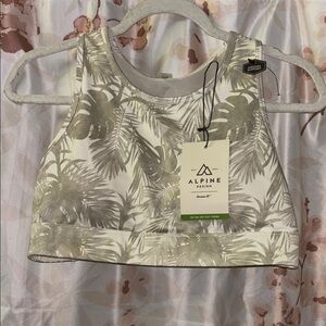 Alpine Design Green and White Crop Tank Top